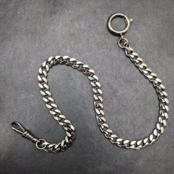 Black Hematite Plate Pull Ring Type Albert Chain Kihei Link