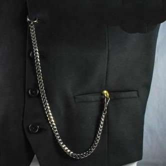 Black Hematite Plate Pull Ring Type Albert Chain Kihei Link