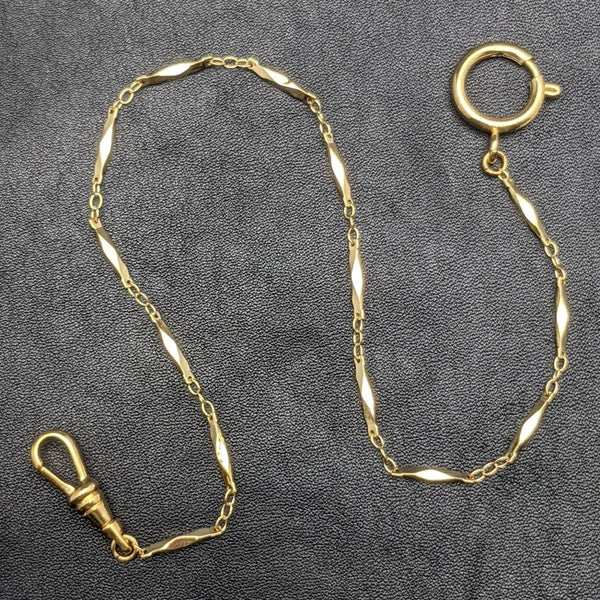 K24 gold plate pull ring type Albert chain lightweight design link