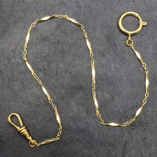 K24 gold plate pull ring type Albert chain lightweight design link