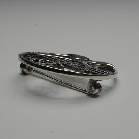 Vintage Sterling Silver Mackintosh Rose Art Nouveau Round Brooch