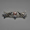 Vintage Pure Silver Enamel Brooch: Mackintosh Rose and Pair of Birds