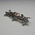 Vintage Pure Silver Enamel Brooch: Mackintosh Rose and Pair of Birds