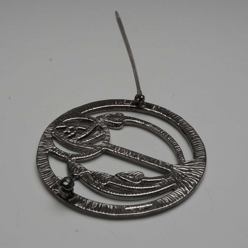 Vintage Solid Silver Mackintosh Rose Art Nouveau Round Brooch with Case