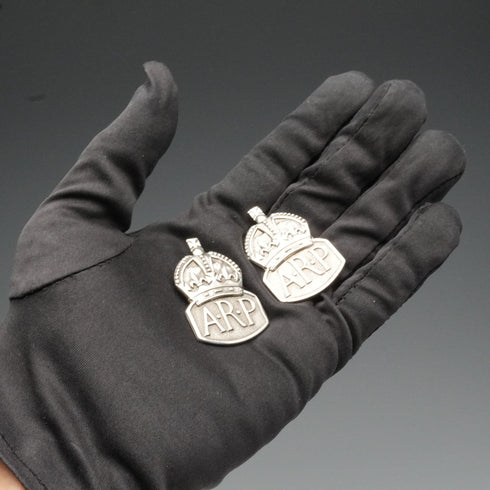 1938年 英國復古純銀製 ARP(空襲警報員)一對徽章 英國皇家鑄幣廠