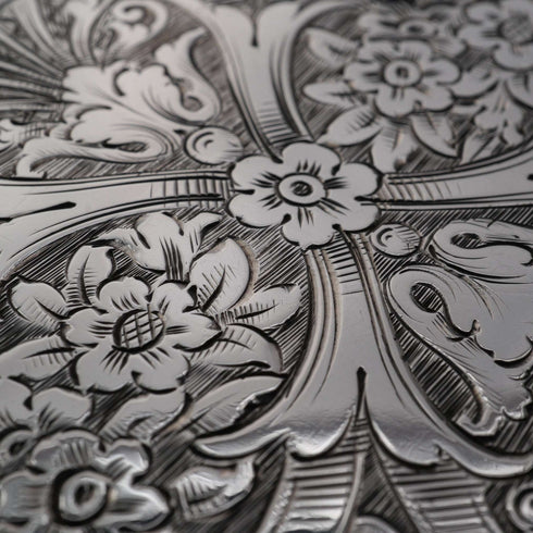 1856 English Antique Solid Silver Card Case 59g Hilliard&Thomason