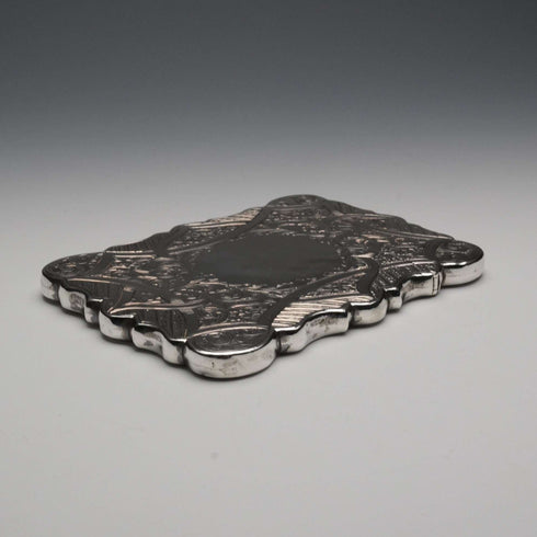 1856 English Antique Solid Silver Card Case 59g Hilliard&Thomason