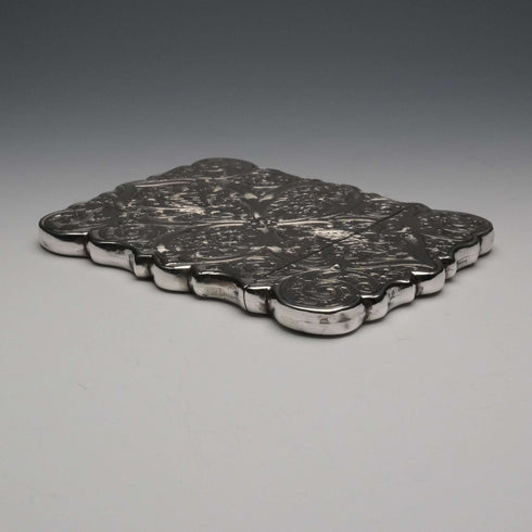 1856 English Antique Solid Silver Card Case 59g Hilliard&Thomason
