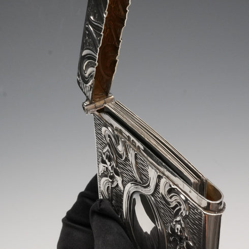 1903年 英国アンティーク 純銀製 大型カードケース 97g Henry Matthews