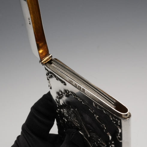 1906年 英国アンティーク 純銀製 天使装飾 カードケース 68g William Neale
