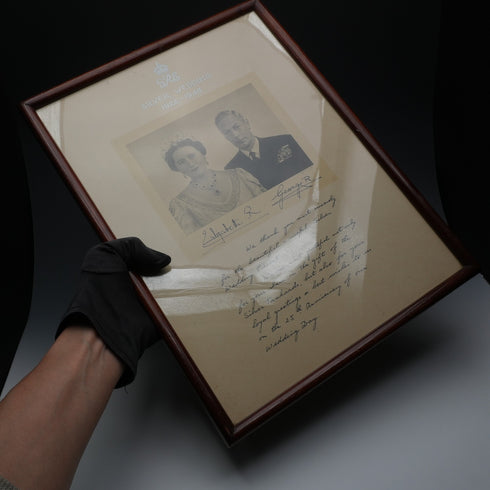 1948年 英国王室 ジョージ6世夫妻 銀婚式記念 額装フォトメッセージ