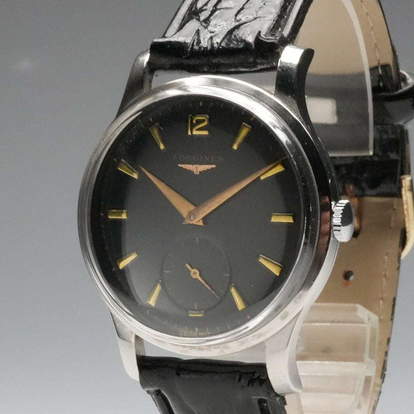 約1958年 浪琴 男士機械腕錶 型號7137.1 機芯12.68Z 黑面 運行良好