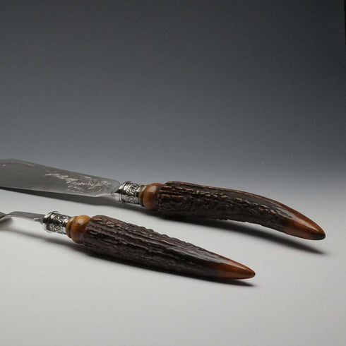 約1898年 英國古董鹿角手柄魚用刀叉組 R.F. Mosley&Sons