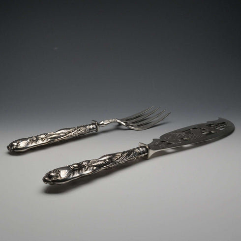 English Antique Mid-Victorian Silver-Plated Fish Server Set