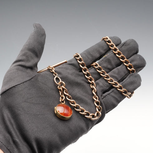 古董包金亞伯特鍊帶墜飾盒