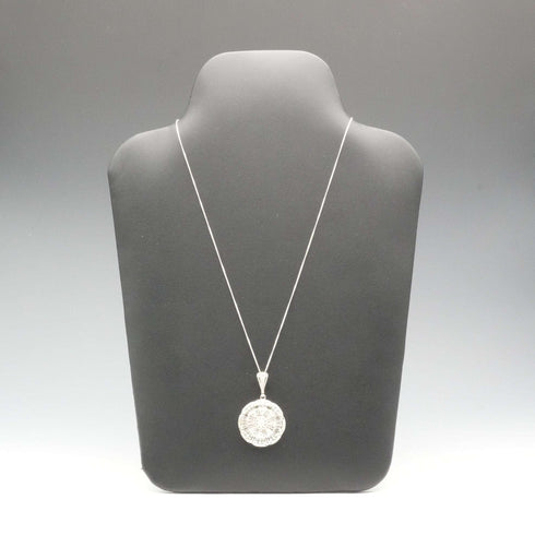 British Vintage Floral Filigree Sterling Silver Pendant with Sterling Silver Chain