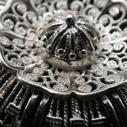 British Vintage Floral Filigree Sterling Silver Pendant with Sterling Silver Chain