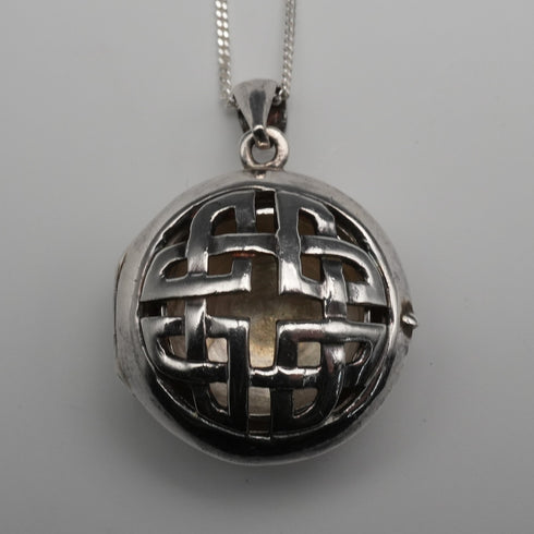English Vintage Sterling Silver Locket Pendant with Sterling Silver Chain