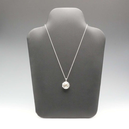 English Vintage Sterling Silver Locket Pendant with Sterling Silver Chain