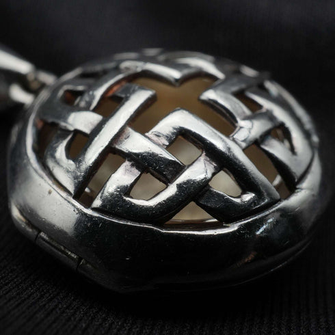 English Vintage Sterling Silver Locket Pendant with Sterling Silver Chain