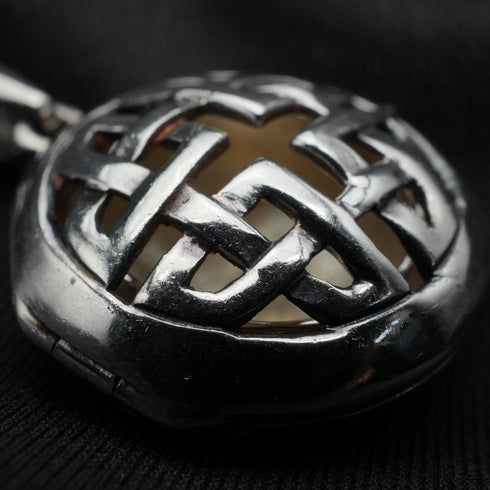 English Vintage Sterling Silver Locket Pendant with Sterling Silver Chain