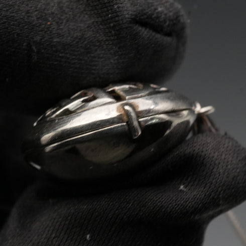 English Vintage Sterling Silver Locket Pendant with Sterling Silver Chain