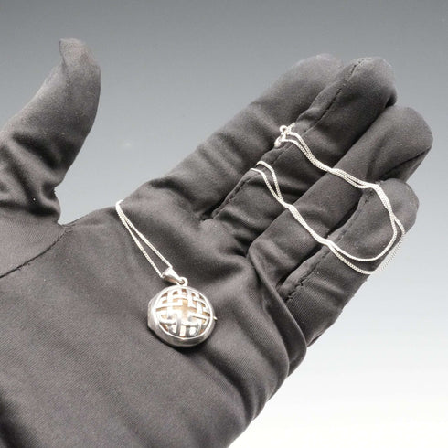 English Vintage Sterling Silver Locket Pendant with Sterling Silver Chain