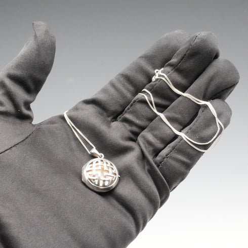 English Vintage Sterling Silver Locket Pendant with Sterling Silver Chain