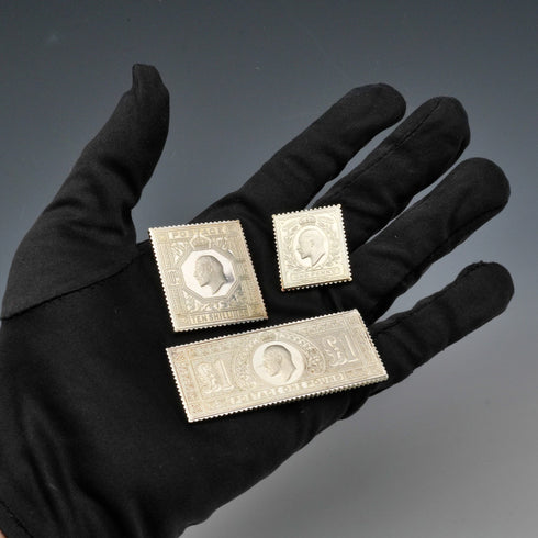 英國復古純銀愛德華時代郵票複製品條塊套組 共63克