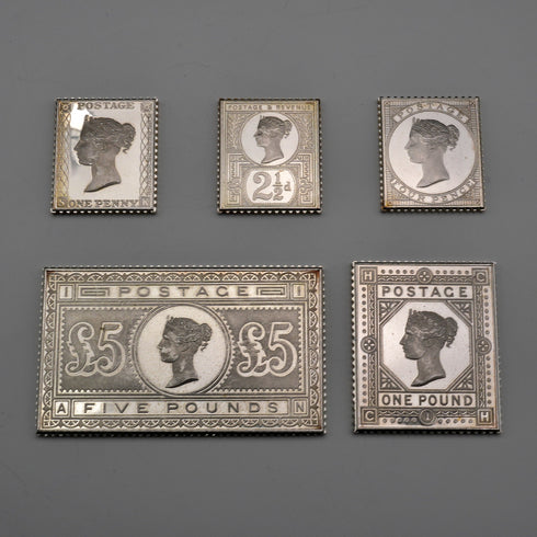 英國復古純銀維多利亞郵票複刻鑄錠組,共92.5克