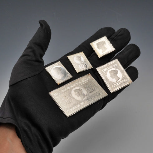 英國復古純銀維多利亞郵票複刻鑄錠組,共92.5克