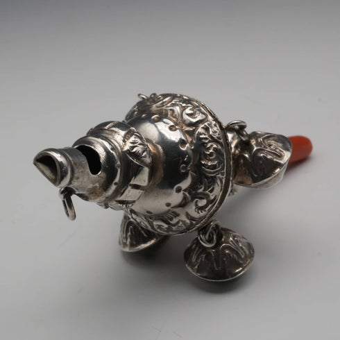 1890年 英国アンティーク 純銀製 「コーラル&ベル」 ベビーラトル George Unite