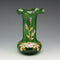 British Vintage Victorian Style Enamel-Decorated Green Glass Vase