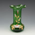 British Vintage Victorian Style Enamel-Decorated Green Glass Vase