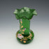 British Vintage Victorian Style Enamel-Decorated Green Glass Vase