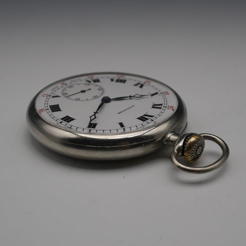 大約1916年 古董浪琴懷錶 薄型鍍銀錶殼 運行良好