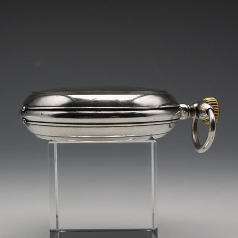 Swiss Antique Goliath Pocket Watch, 63mm Diameter, 800 Silver Case, Good Working Order