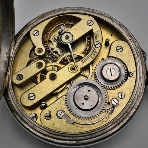 スイス アンティーク ゴリアテ懐中時計 直径63mm 800シルバーケース 動作良好