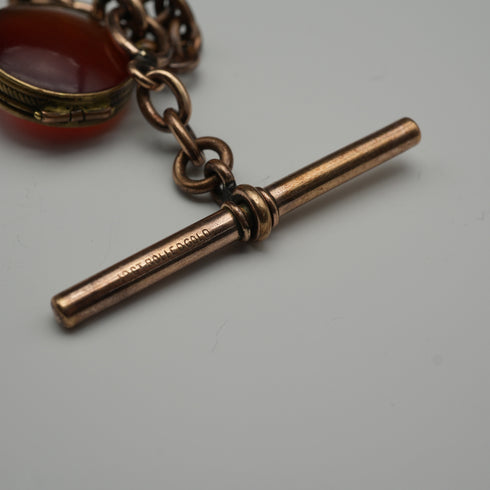 古董包金亞伯特鍊帶墜飾盒