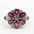 UK Vintage Pink Garnet Floral Sterling Silver Ring (US Size 9.5)