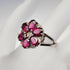UK Vintage Pink Garnet Floral Sterling Silver Ring (US Size 9.5)