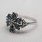 UK Vintage Blue Topaz Floral Sterling Silver Ring (US Size 9.5)