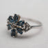 UK Vintage Blue Topaz Floral Sterling Silver Ring (US Size 9.5)