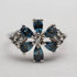 UK Vintage Blue Topaz Floral Sterling Silver Ring (US Size 9.5)