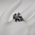 UK Vintage Blue Topaz Floral Sterling Silver Ring (US Size 9.5)