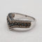 British Vintage Blue Diamond Wishbone-Shaped Sterling Silver Ring (US Size 8)