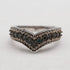 British Vintage Blue Diamond Wishbone-Shaped Sterling Silver Ring (US Size 8)