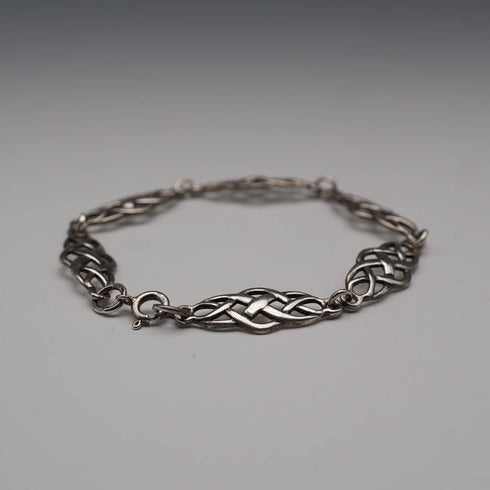 British Vintage Celtic Knot Sterling Silver Bracelet 8.0g