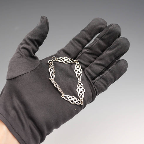 British Vintage Celtic Knot Sterling Silver Bracelet 8.0g