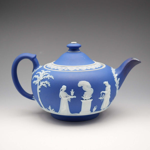 English Antique Wedgwood Teapot Jasperware Wedgwood Blue